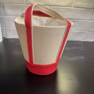 NEW Red &‎ White Tote Bag Potted Plant Holder Debi Lilly Tote Basket